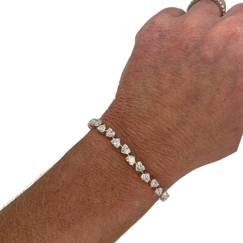 Lab-Grown Alternating Heart Tennis Bracelet