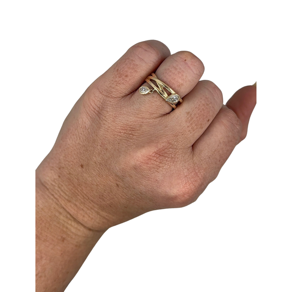 Lab-Grown Bezel Pear Dangle Ring