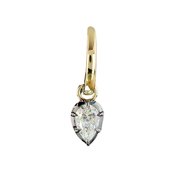 Lab-Grown Bezel Two Tone Pear Dangle Huggies