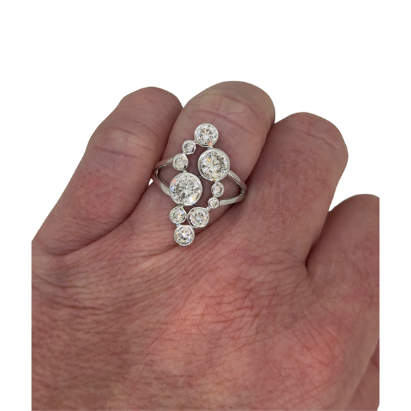 Lab-Grown Bezel Bubble Split Shank Cocktail Ring