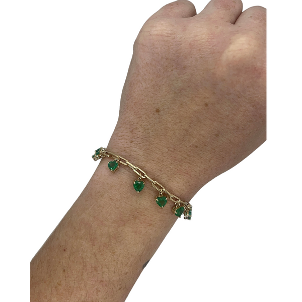 Emerald Heart Paperclip Charm Bracelet