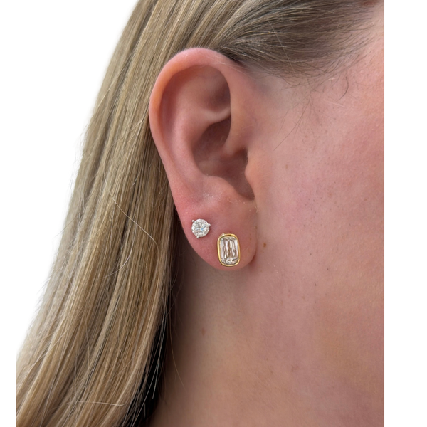 Lab-Grown Bezel Set Criss Cut Studs