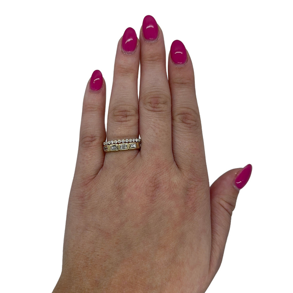 Double Row Bezel Baguette & Round Band on hand