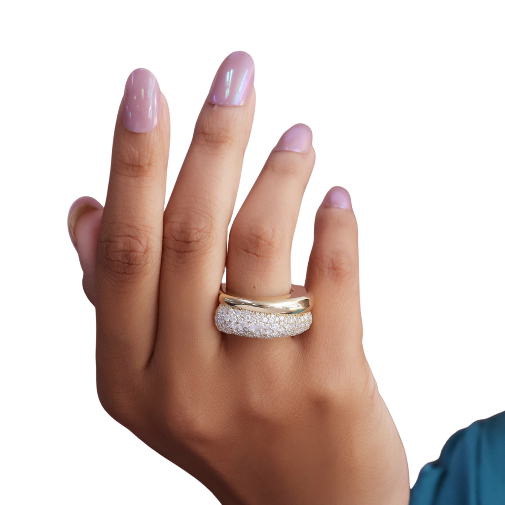Lab-Grown Pave Diamond & Gold Fitness Ring Jacket