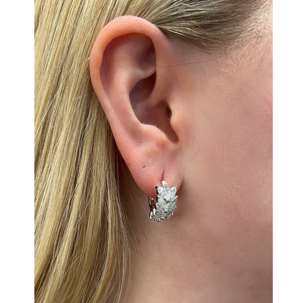 Lab-Grown Off-Set Double Row Marquise Huggies