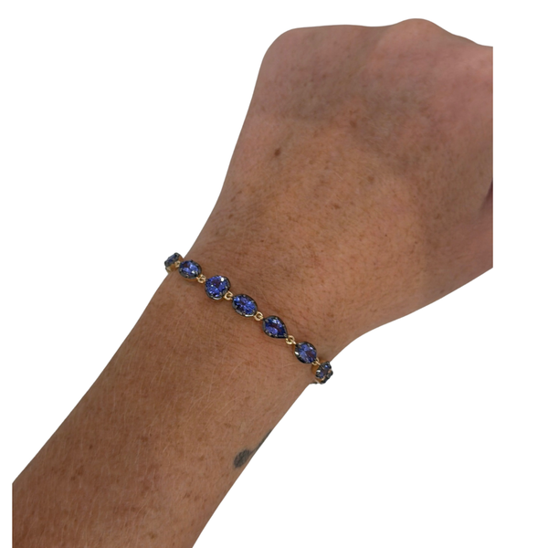 Mix Shape Georgian Set Black Rhodium Blue Tanzanite Bracelet