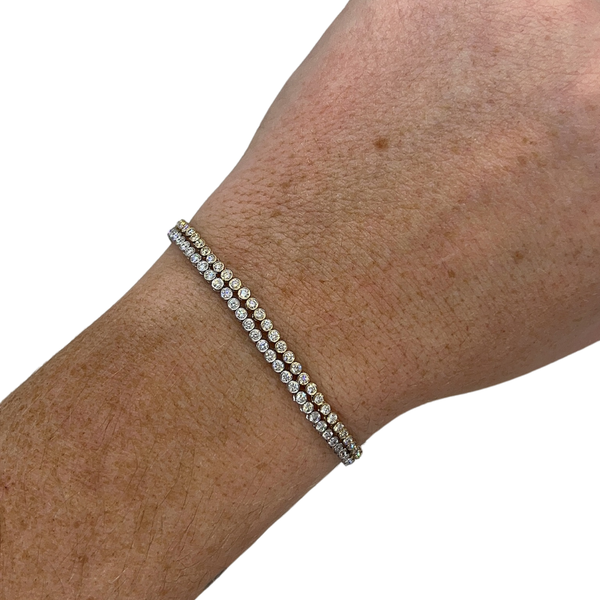 Lab-Grown Two Tone Double Row Tennis Bracelet