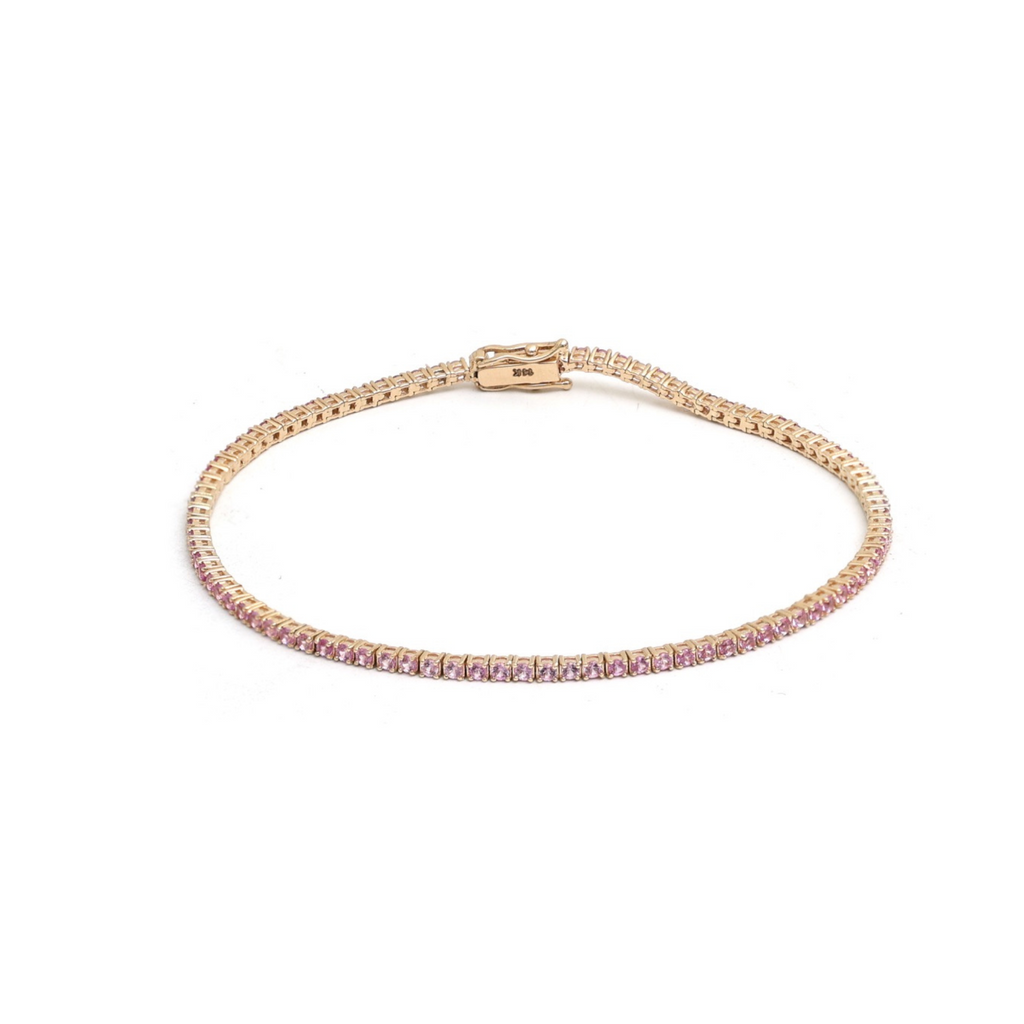 Dainty Pink Sapphire Tennis Bracelet