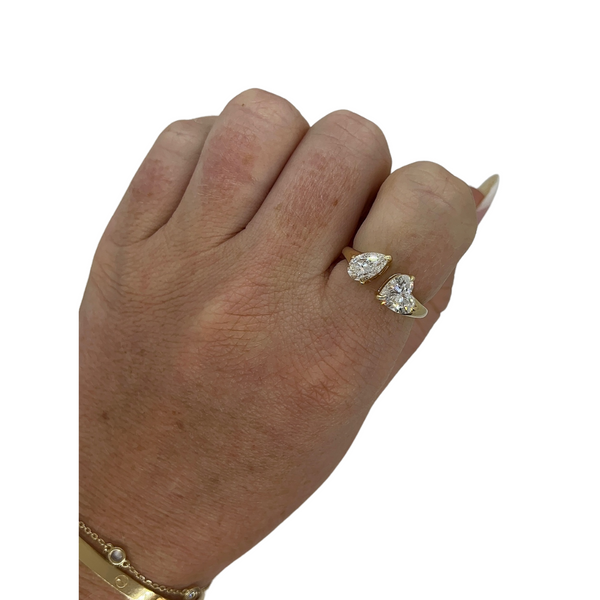 Lab-Grown Pear & Heart Bypass Ring