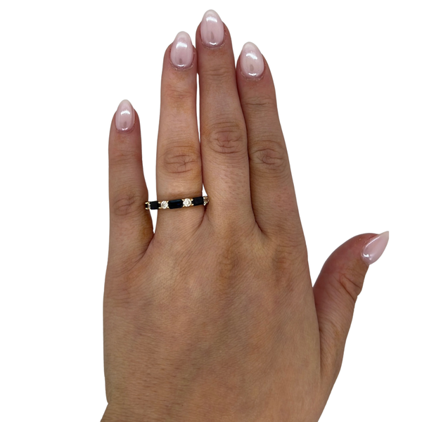 Diamond & Blue Sapphire Stackable Band