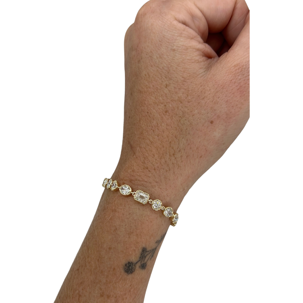 Lab-Grown Georgian Set Multi-Shape Tennis Bracelet