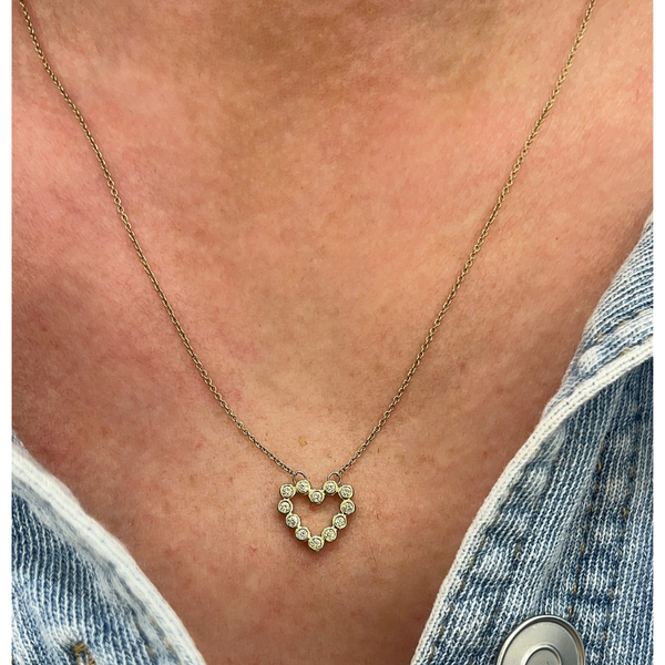 Bezel Set Diamond Heart Pendant Necklace