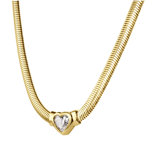 Round Bezel Snake Chain Necklace
