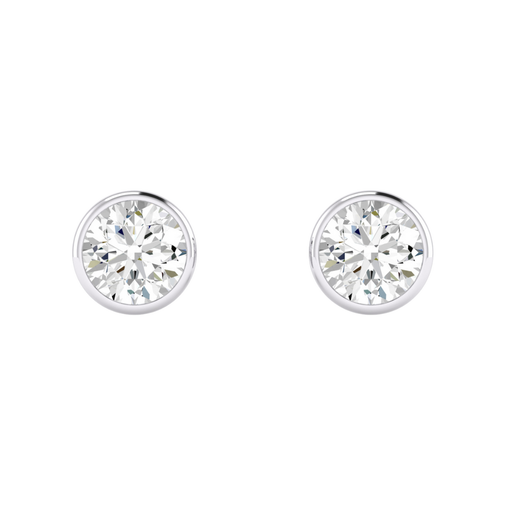 Lab Grown Round Bezel-Set Studs