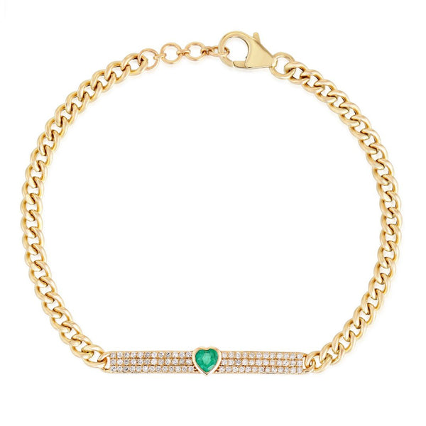 Diamond & Gemstone Heart ID Bracelet