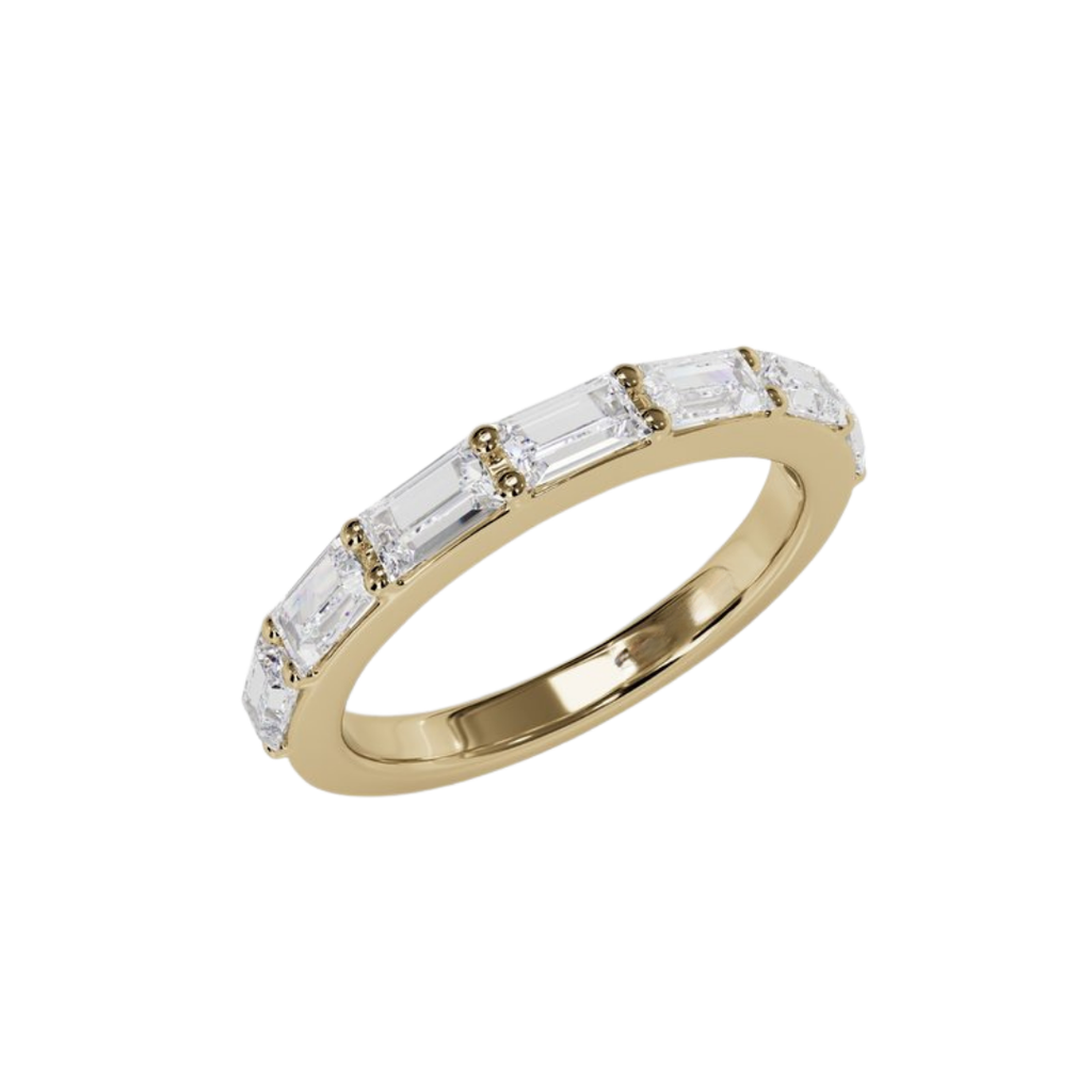 E/W Shared Prong Baguette Diamond Band