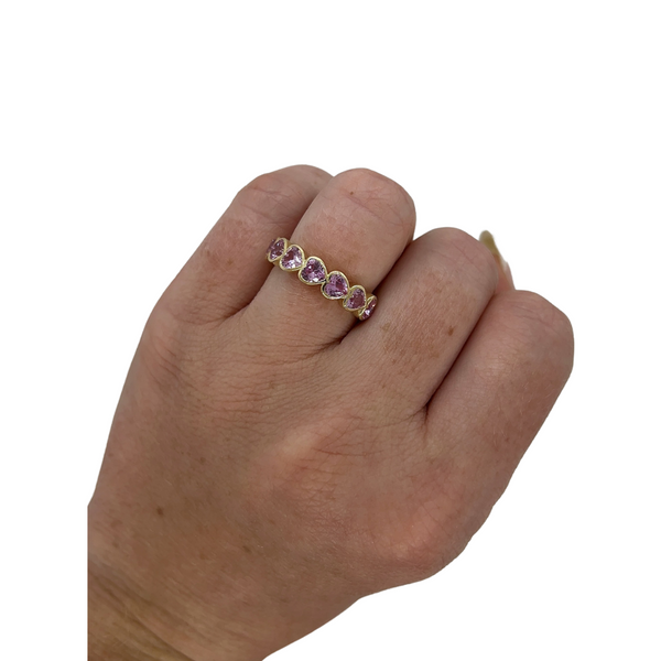 Lab-Grown Bezel Pink Sapphire Heart Ring