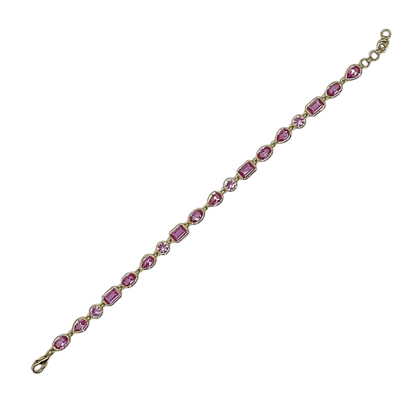Lab-Grown Pink Sapphire Chain Bracelet