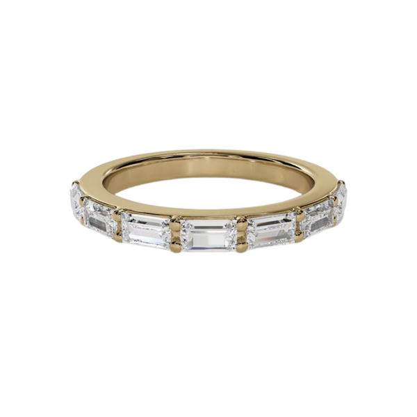 E/W Shared Prong Baguette Diamond Band