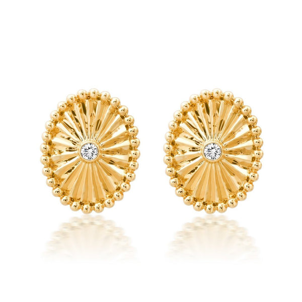 Fluted Disc & Diamond Studs