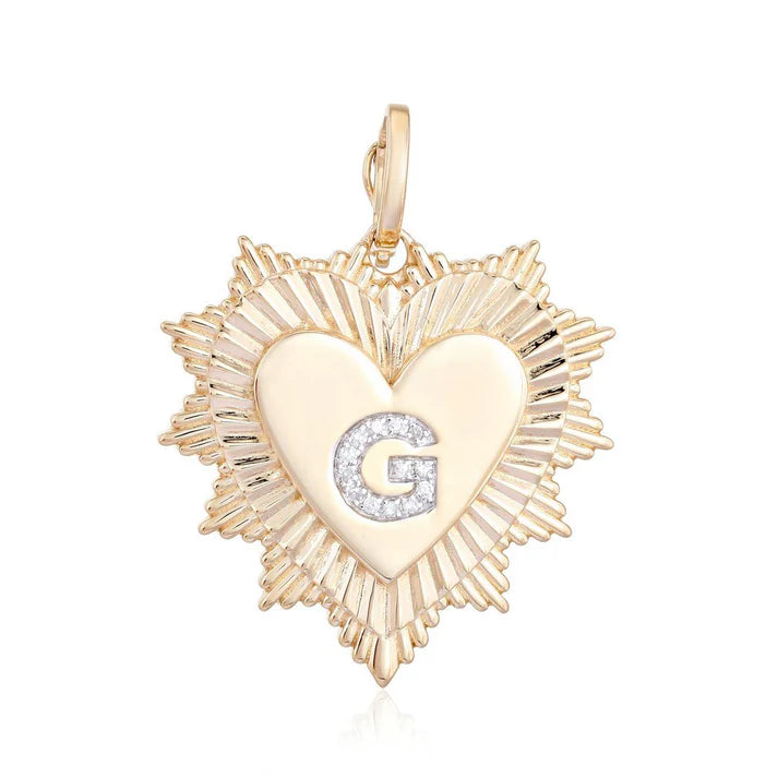 Bold Gold Initial Heart Charm
