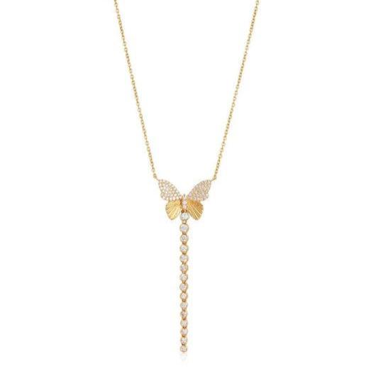 Fluted Diamond Butterfly Detachable Lariat