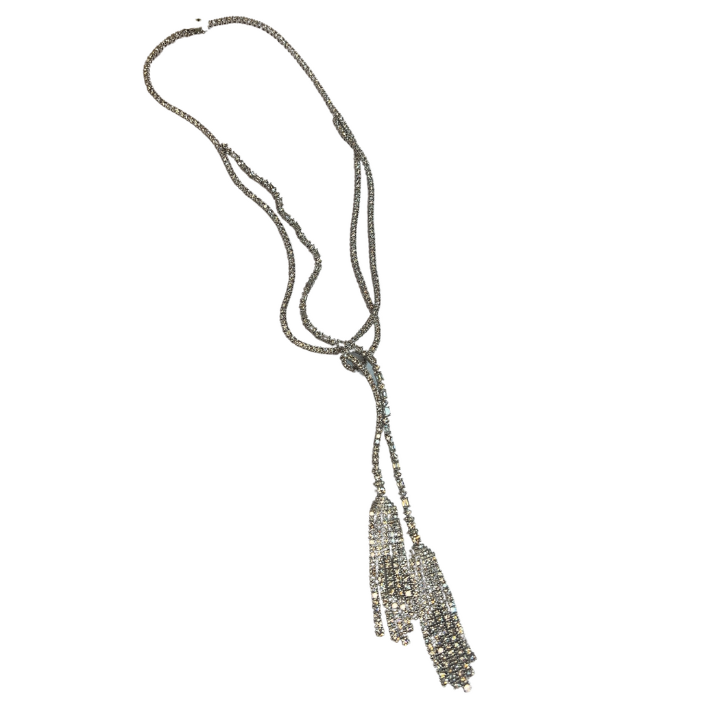 Round & Baguette Tassel Necklace