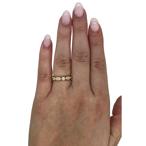 Lab-Grown Bezel Alternating Marquise & Round Band on hand