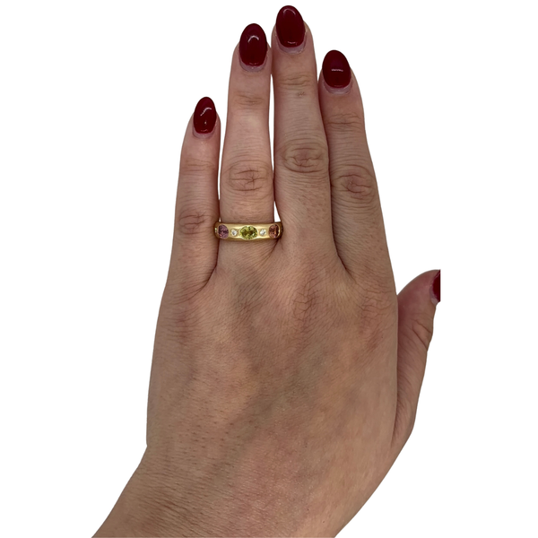 Multi-Color Sapphire & Lab-Grown Diamond Gypsy Set Band