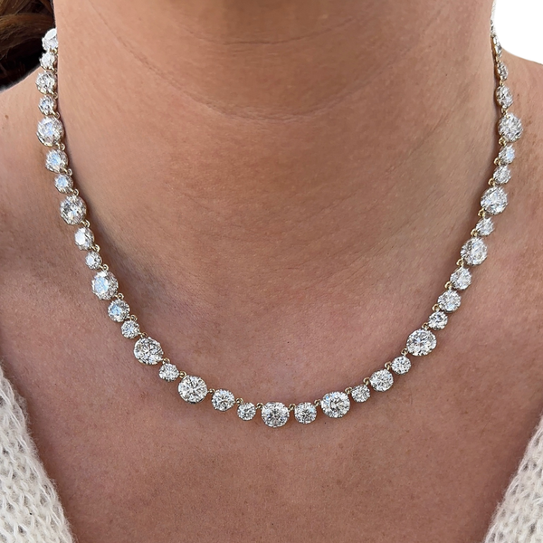 Lab-Grown Georgian Set Tennis Necklace