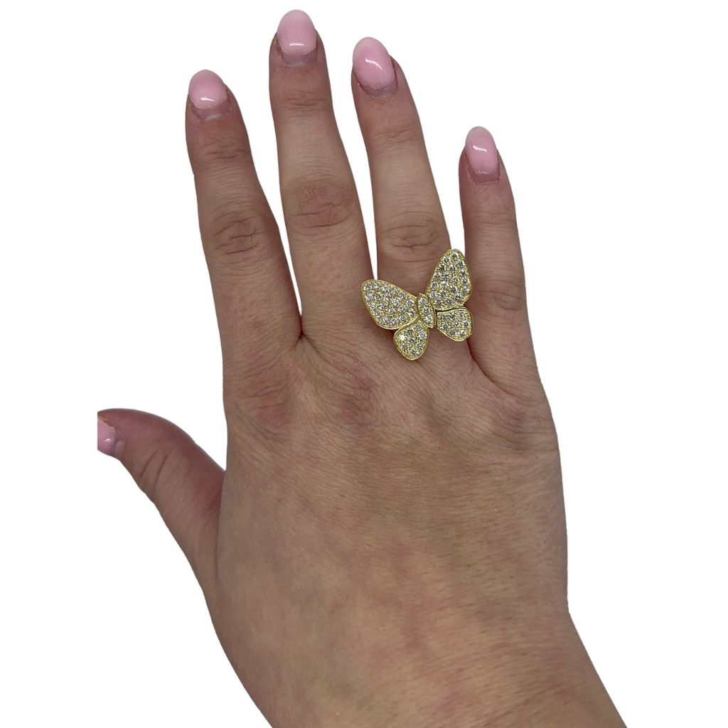 Pave Diamond Butterfly Statement Ring