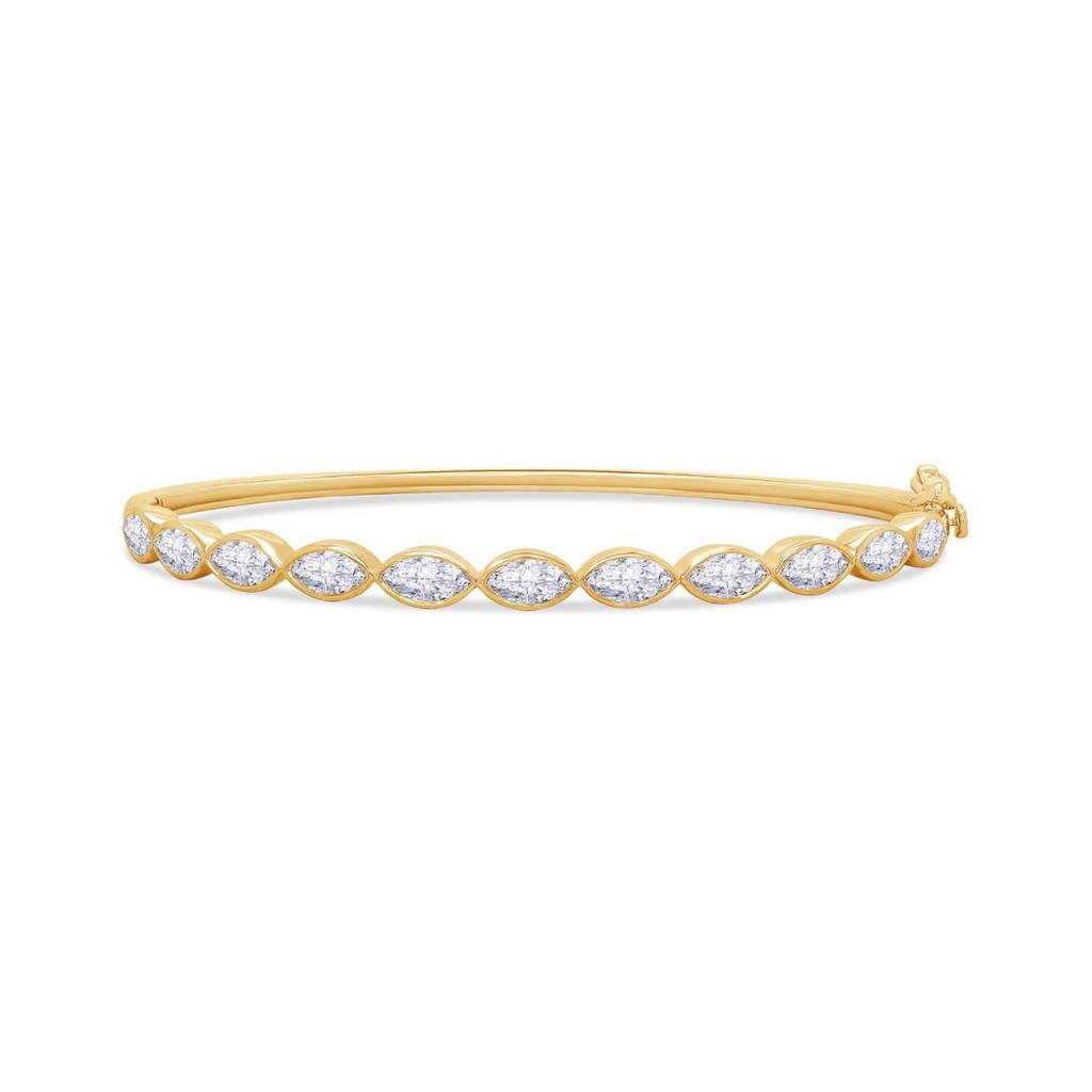 Lab-Grown Bezel E/W Marquise Bangle