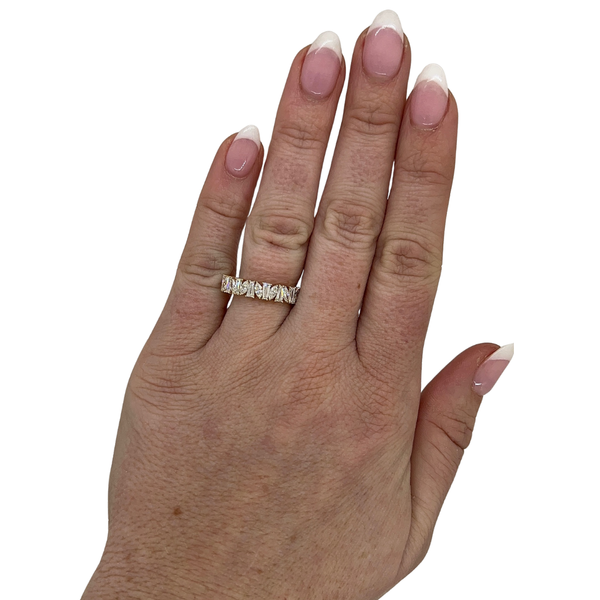 Lab-Grown Tapered Baguette & Marquise Band on hand