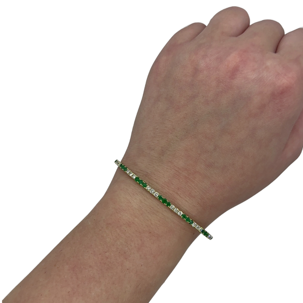 Emerald & Diamond Flexible Bangle