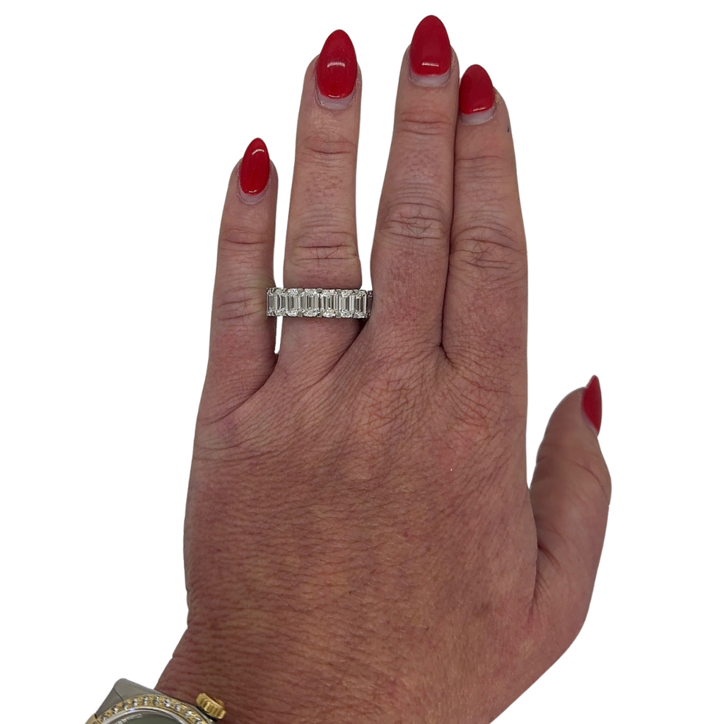 Lab-Grown Platinum Emerald Cut Eternity Band