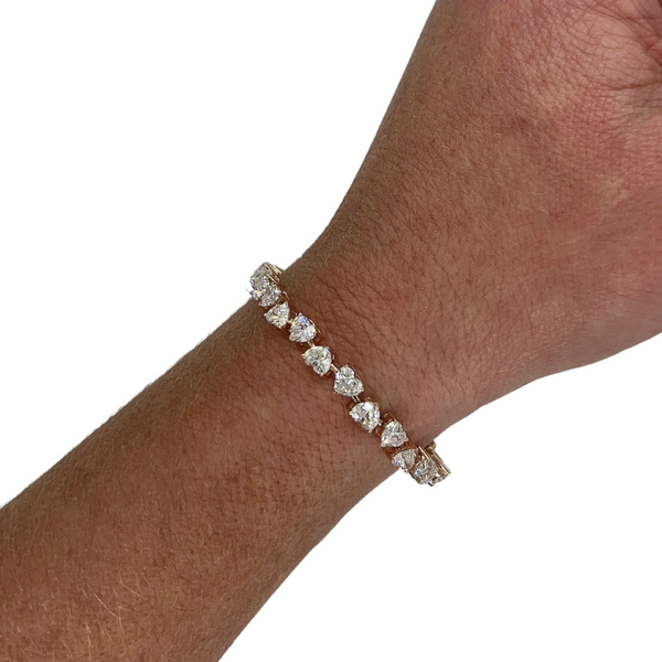 Lab-Grown Alternating Heart Tennis Bracelet