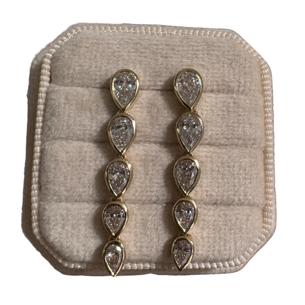 Lab-Grown Bezel Pear Dangle Earrings