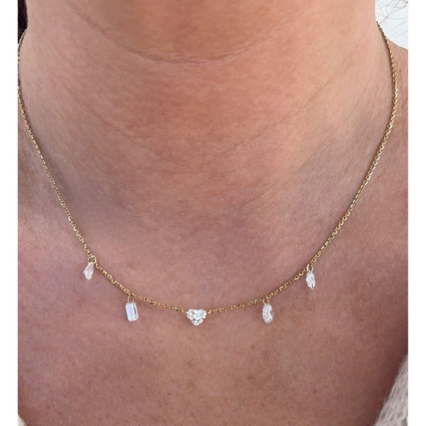 Lab-Grown Dainty Multi-Shape Dangle Necklace