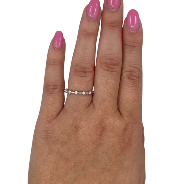Mini Alternating Baguette & Round Band on hand