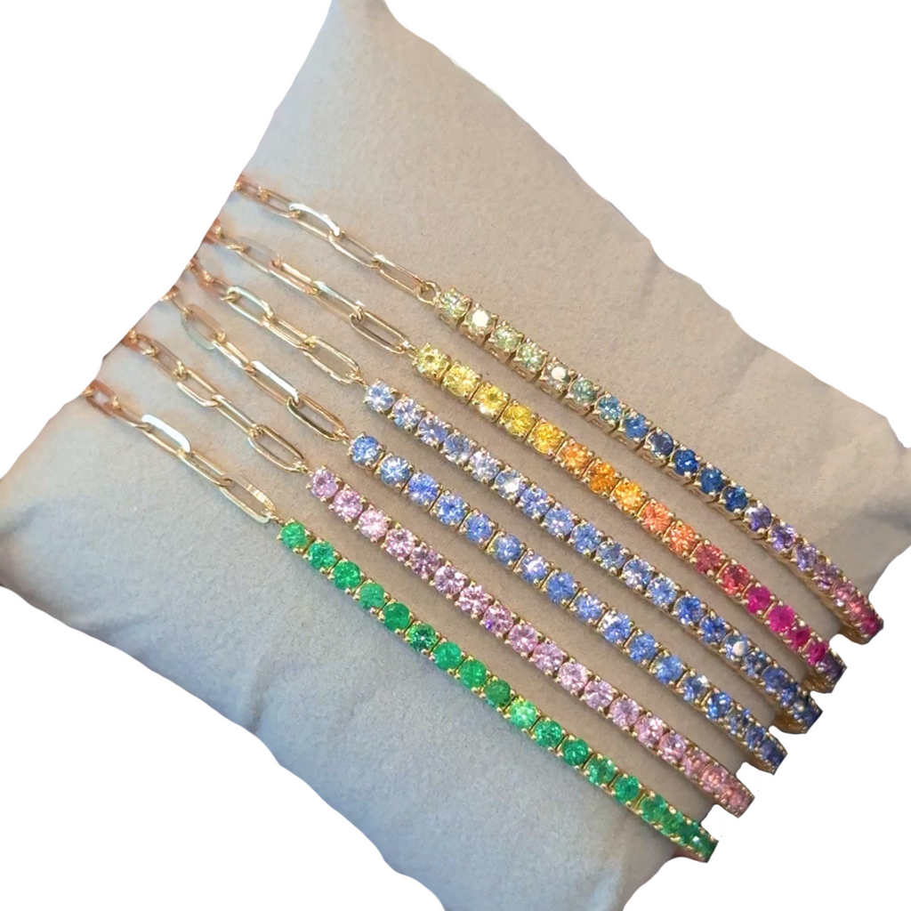 Halfway Gemstone Tennis Paperclip Bracelet