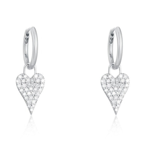 Diamond Pave Heart Dangle Huggies