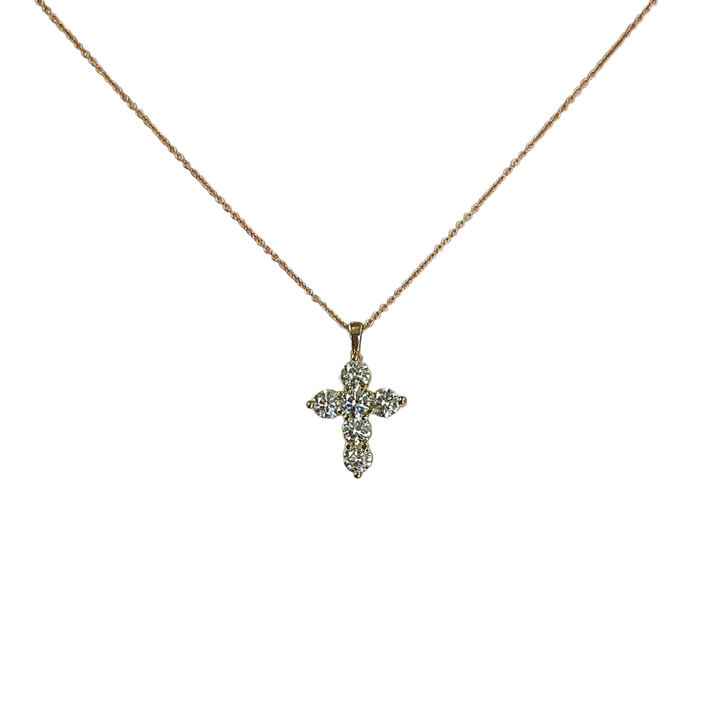 Yellow Gold Diamond Cross Pendant Necklace