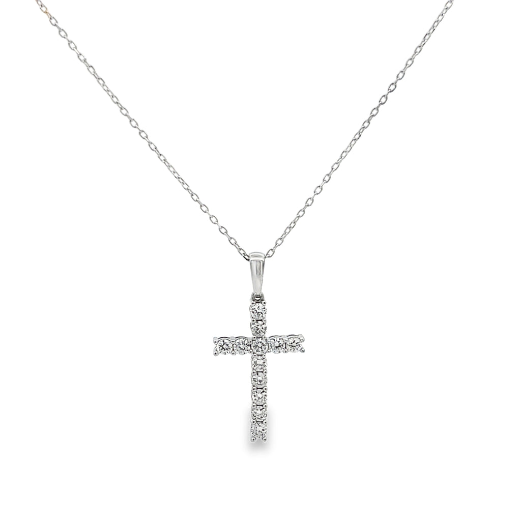Sterling Silver- Lab-Grown Diamond Cross Necklace