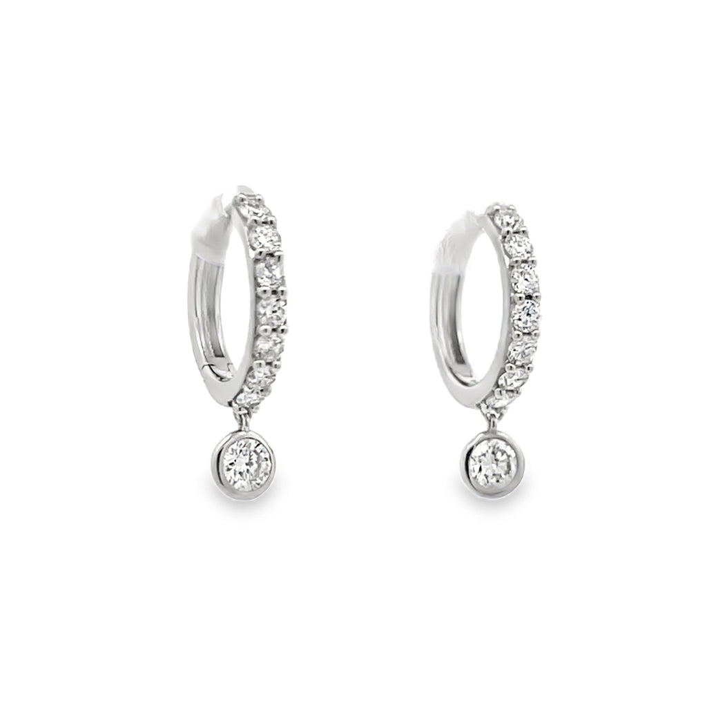 Sterling Silver- Pave Bezel Dangle Huggies