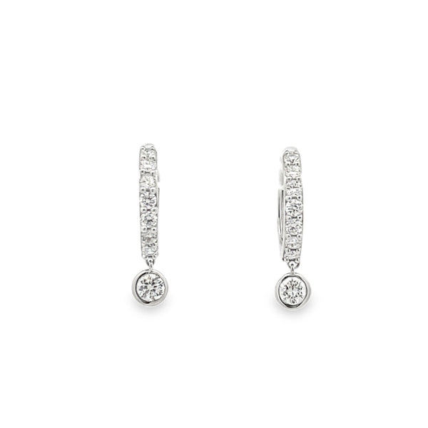 Sterling Silver- Pave Bezel Dangle Huggies