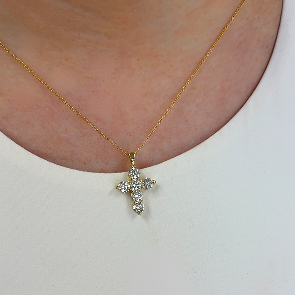 Yellow Gold Diamond Cross Pendant Necklace