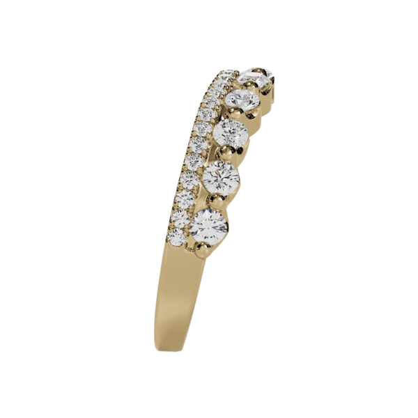 Double Row U-Prong & Pave Curved Diamond Band
