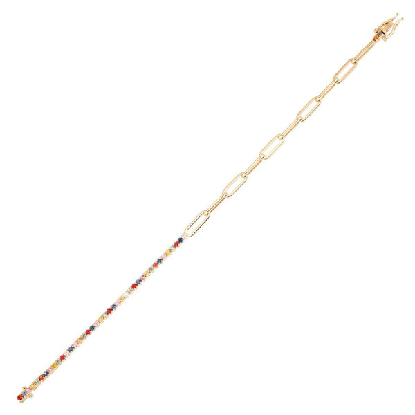 Multi-Gemstone & Paperclip Bracelet