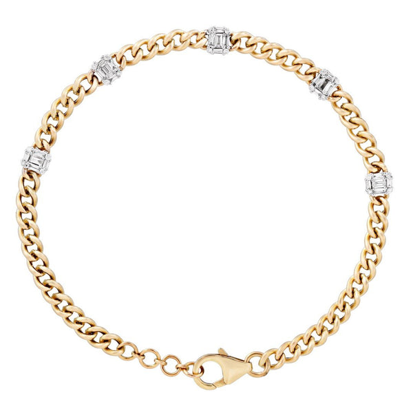 Diamond Baguette Cuban Chain Bracelet