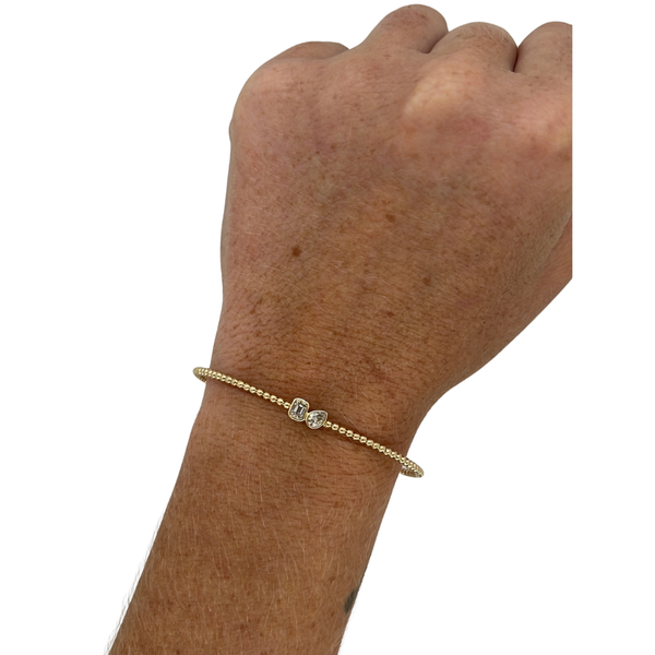 Beaded Bezel Toi Et Moi Flexible Bangle